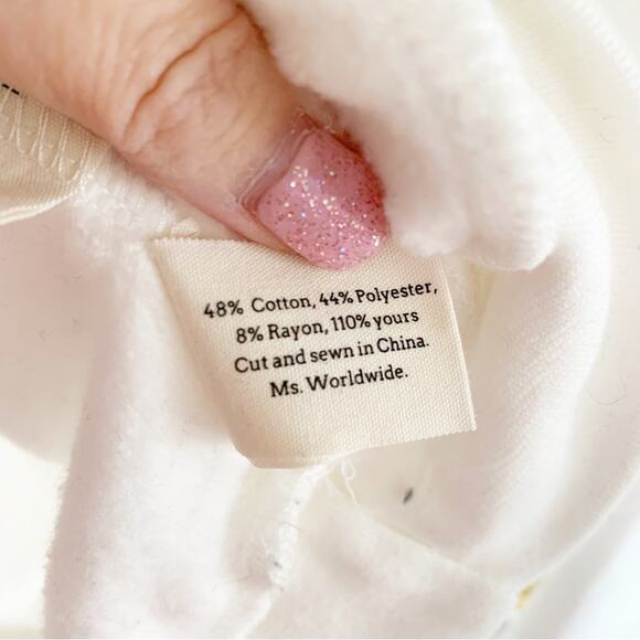 Bow & Drape Embellished Donut Current Mood White Sweatshirt Medium - Picture 6 of 7